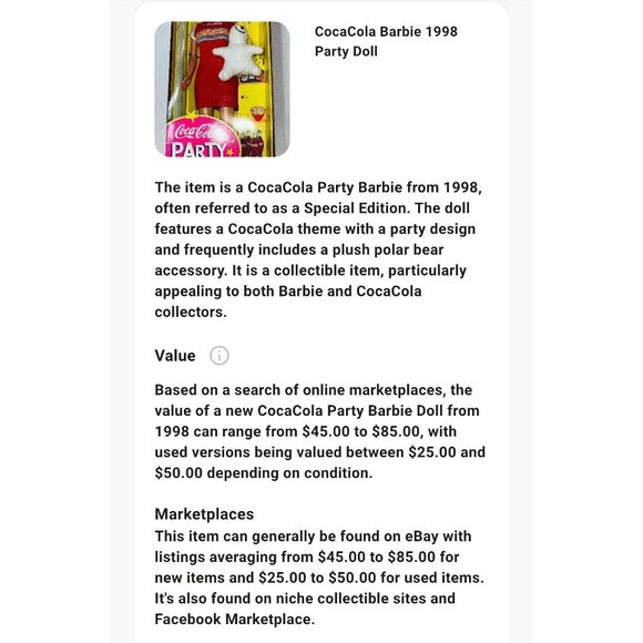 Coca-Cola Barbie Special Edition Mattel 1998 Vintage Collectible In Original Box - Picture 4 of 4